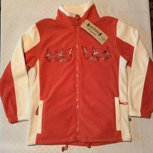 NWT Ladies Size Small Orange/White Full Zip Fleece